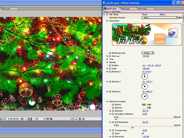 AlphaPlugins FirTree for After Effects 1.02 screenshot